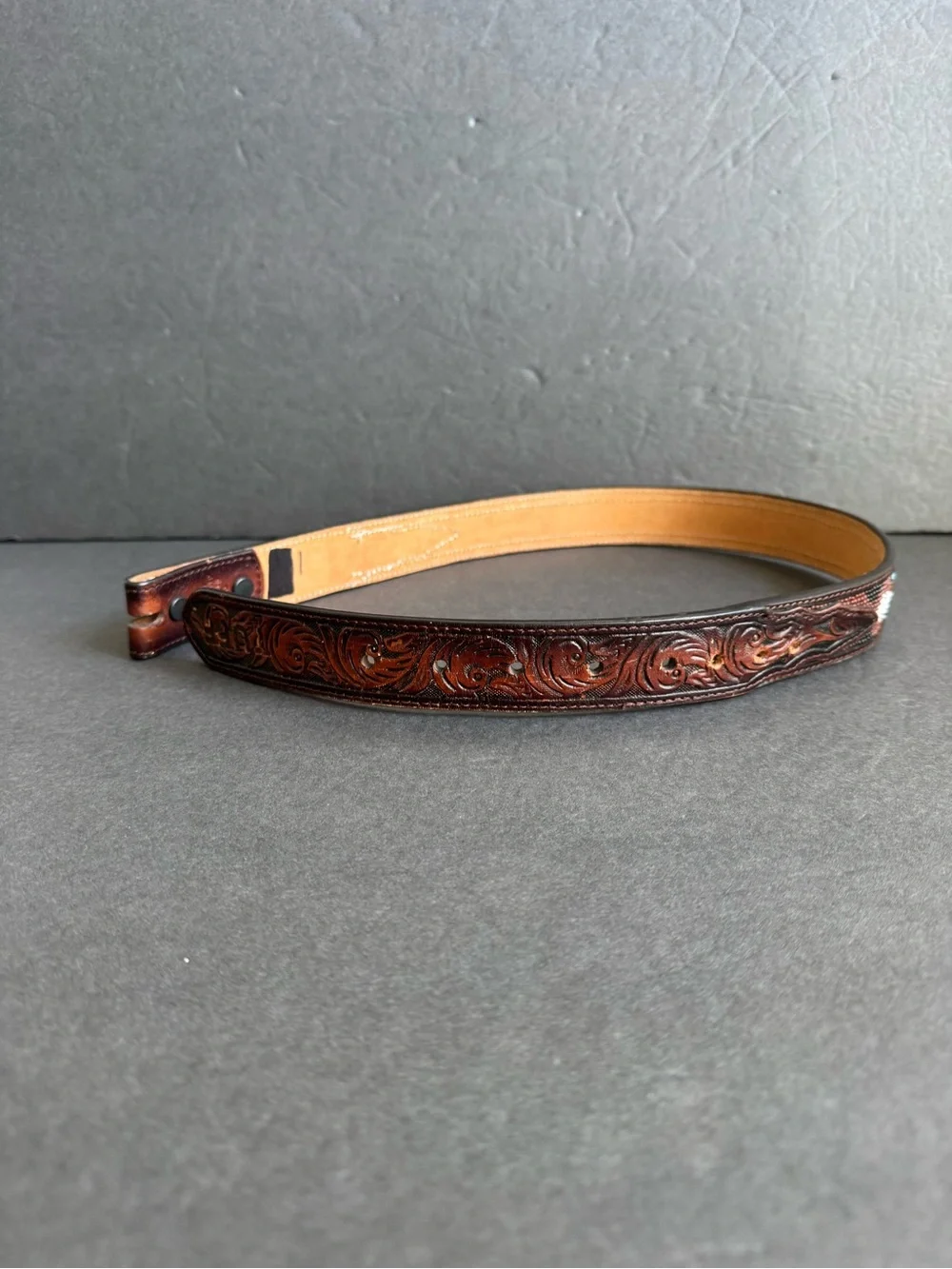 3D Belt Blank Beaded Tooled Brown Leather Western Native Print Unisex Womens 26